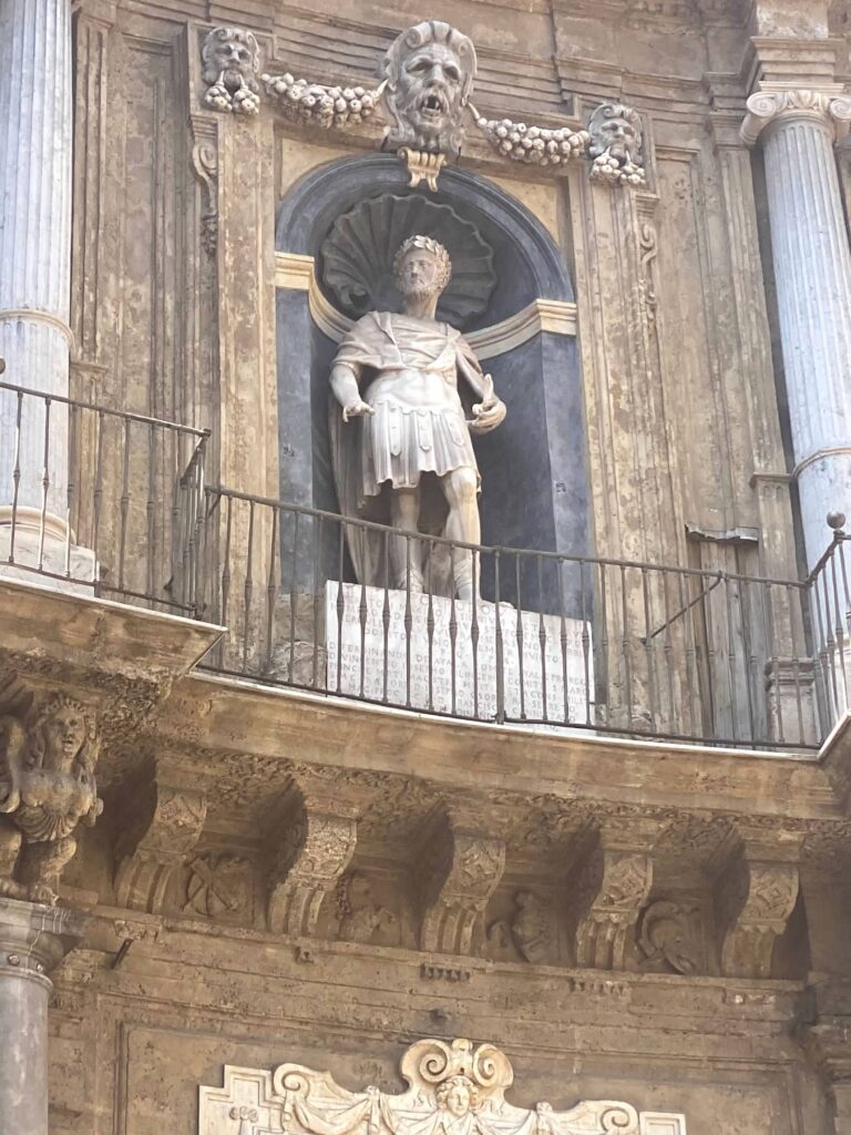 Sculpture in Palermo Four Corners in the afternoon