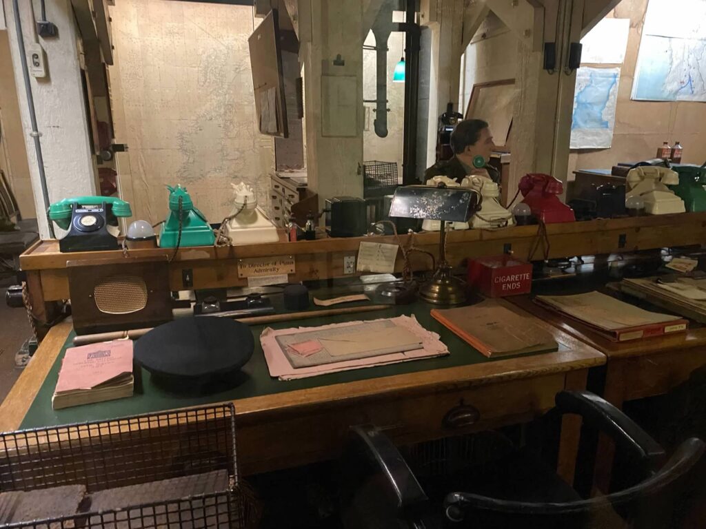 The Churchill War Rooms showing planning tables in London England
