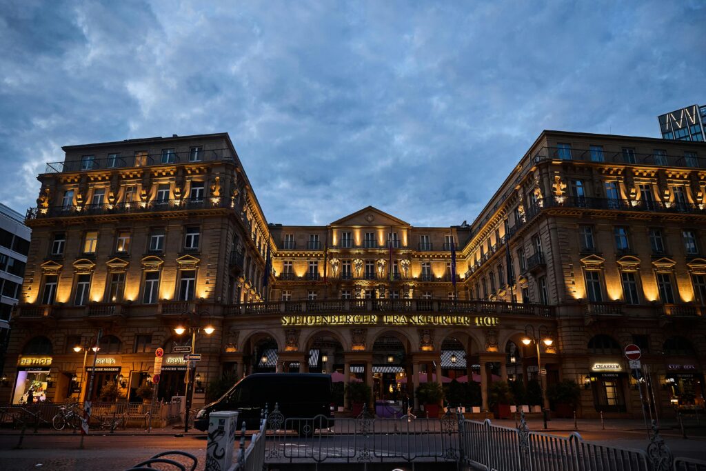 Luxury European hotel exterior with elegant architecture, perfect for upscale and personalized travel experiences